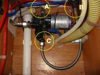 Pump with stainless steel
            inlet and outlet hoses (50 kB)